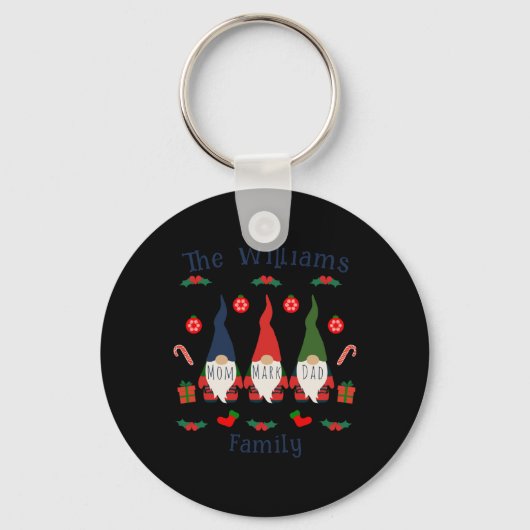 Christmas Family Gnomes Cute And Funny T Shirt Sleutelhanger (Voorkant)