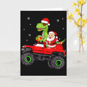 Christmas Family Matching Santa Truck Dinosaur Boy Kaart (Gele Bloem)
