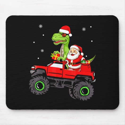 Christmas Family Matching Santa Truck Dinosaur Boy Muismat (Voorkant)