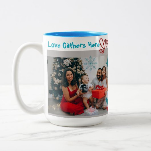 Christmas & Family Personalized Tweekleurige Koffiemok (Links)