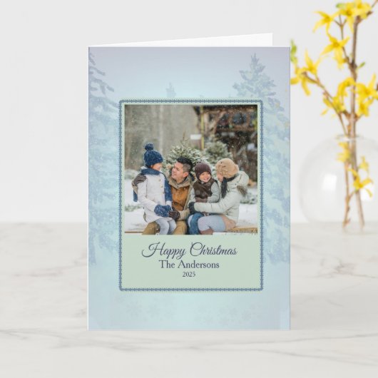 Christmas Family Photo Greeting Card Kaart (Gele Bloem)