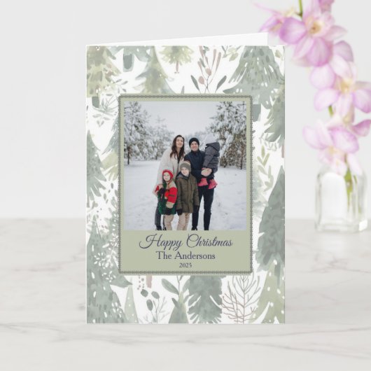 Christmas Family Photo Greeting Card Kaart (Orchidee)