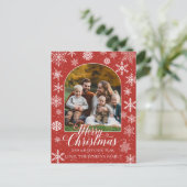 Christmas Family Photo Post Kaart – Feestelijk Roo (Staand voorkant)