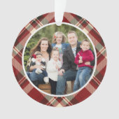 Christmas Family Photo Red and Beige Bufalo Ornament (voorkant)