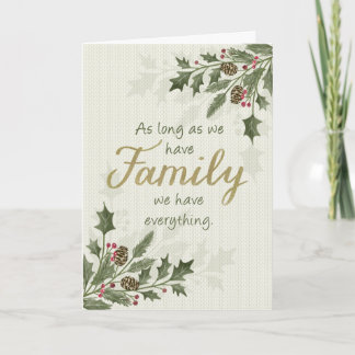 Christmas Family Quote with Holiday Foilage Kaart