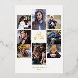 Christmas Fancy Modern Chic Collage 8 Photos Folie Feestdagenkaart