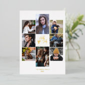 Christmas Fancy Modern Chic Collage 8 Photos Folie Feestdagenkaart (Staand Voorkant)