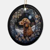 Christmas Fantasy Dachshund Keramisch Ornament (Links)