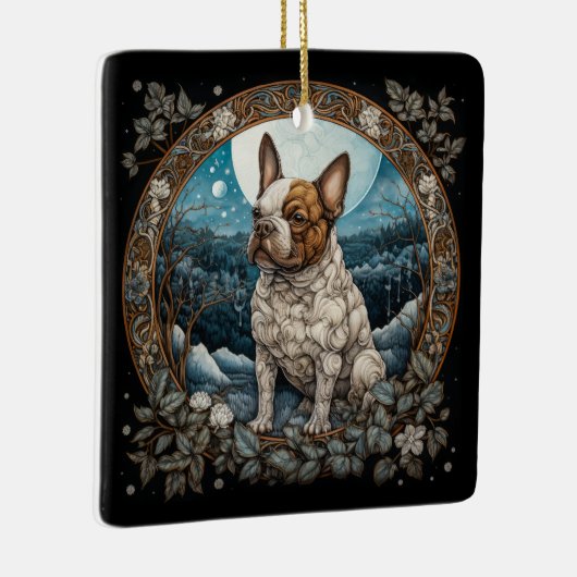 Christmas Fantasy Frenchie Keramisch Ornament (Rechts)