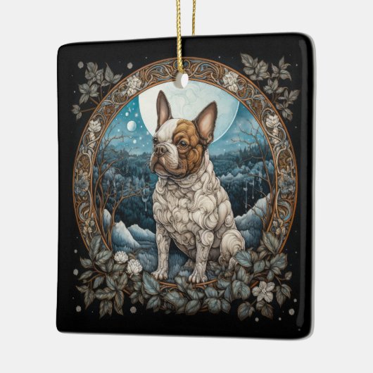 Christmas Fantasy Frenchie Keramisch Ornament (Links)