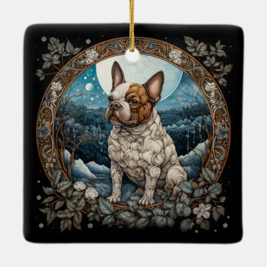 Christmas Fantasy Frenchie Keramisch Ornament (Achterkant)