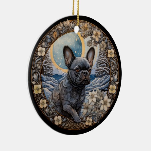Christmas Fantasy Frenchie Keramisch Ornament (Rechts)