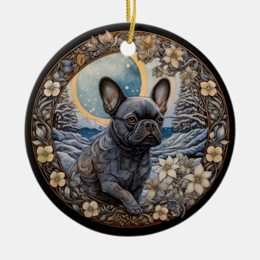 Christmas Fantasy Frenchie Keramisch Ornament (Voorkant)