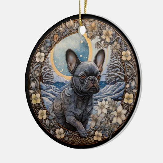 Christmas Fantasy Frenchie Keramisch Ornament (Links)