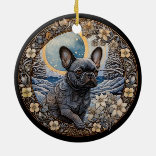 Christmas Fantasy Frenchie Keramisch Ornament (Achterkant)