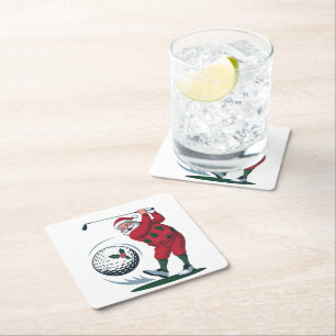 Christmas Fantasy Golf spelen Santa Claus Kartonnen Onderzetters