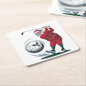 Christmas Fantasy Golf spelen Santa Claus Kartonnen Onderzetters (Schuin)