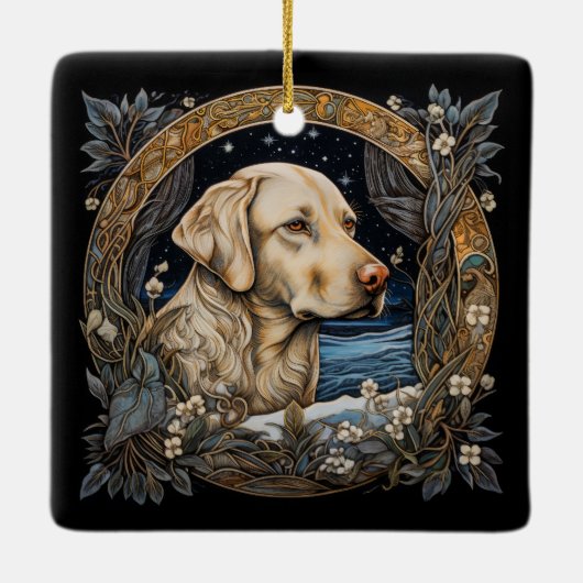 Christmas Fantasy Labrador Keramisch Ornament (Achterkant)