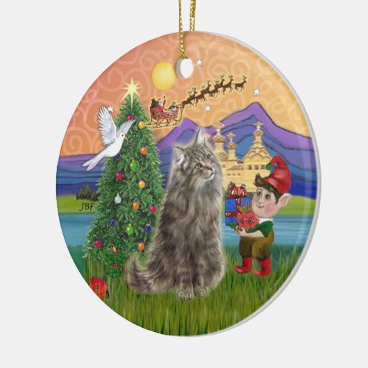 Christmas Fantasy - Noorse Boskat Keramisch Ornament (Links)