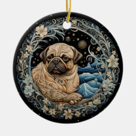 Christmas Fantasy Pug Ornament
