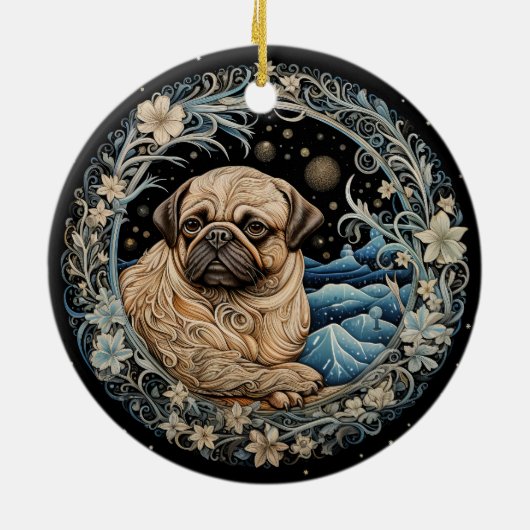 Christmas Fantasy Pug Ornament (Achterkant)