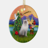 Christmas Fantasy - Ragdoll kat (blauw zeehondenpu Keramisch Ornament (Rechts)