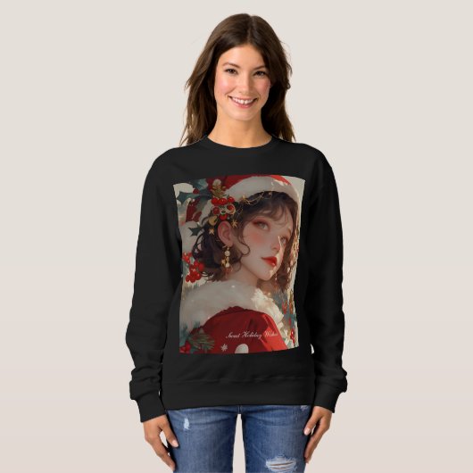 Christmas Fantasy: Romantische Vrouw Basic Sweatsh Trui (Voorkant volledig)