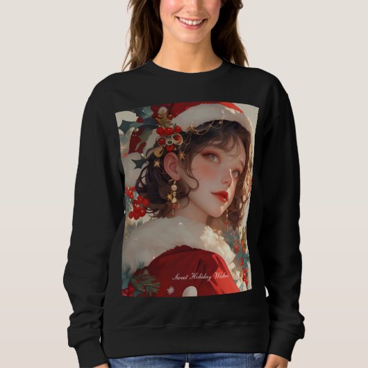 Christmas Fantasy: Romantische Vrouw Basic Sweatsh Trui (Voorkant)