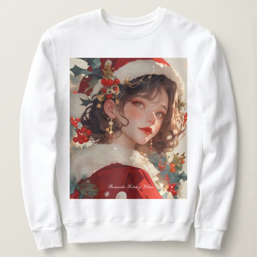 Christmas Fantasy: Romantische Vrouw Basic Sweatsh Trui (Design voorkant)