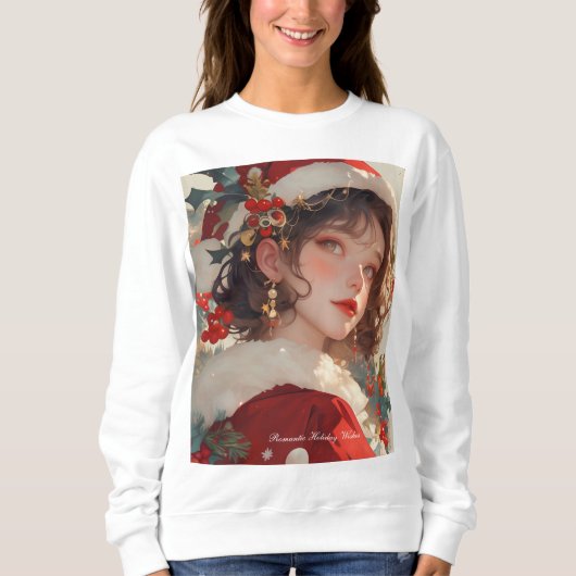 Christmas Fantasy: Romantische Vrouw Basic Sweatsh Trui (Voorkant)
