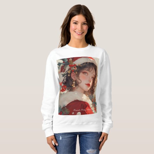 Christmas Fantasy: Romantische Vrouw Basic Sweatsh Trui (Voorkant volledig)