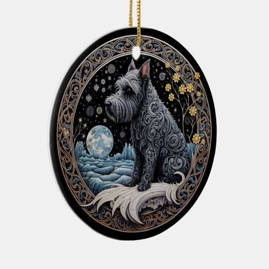 Christmas Fantasy Scottie Keramisch Ornament (Rechts)