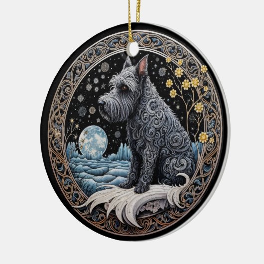 Christmas Fantasy Scottie Keramisch Ornament (Links)