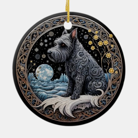 Christmas Fantasy Scottie Keramisch Ornament (Achterkant)