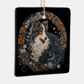 Christmas Fantasy Sheltie Keramisch Ornament (Rechts)
