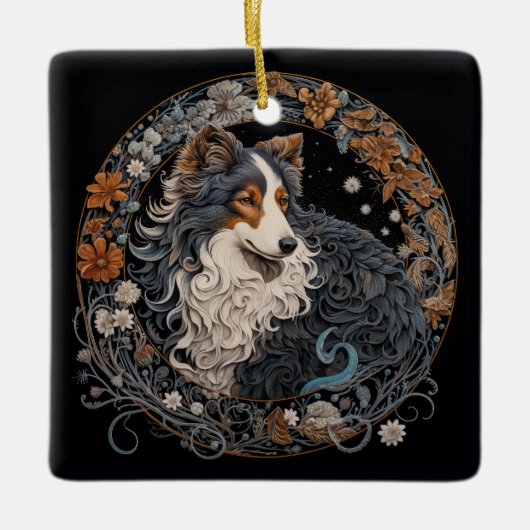 Christmas Fantasy Sheltie Keramisch Ornament (Voorkant)