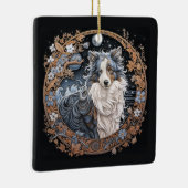 Christmas Fantasy Sheltie Keramisch Ornament (Rechts)
