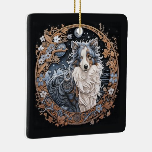 Christmas Fantasy Sheltie Keramisch Ornament (Rechts)