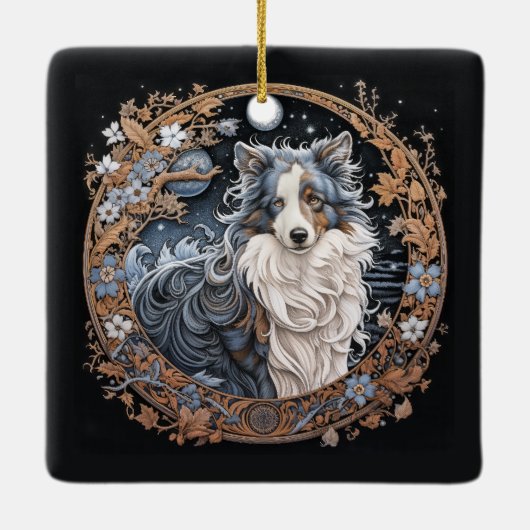 Christmas Fantasy Sheltie Keramisch Ornament (Achterkant)
