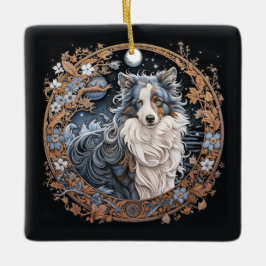 Christmas Fantasy Sheltie Keramisch Ornament