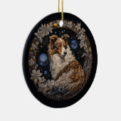 Christmas Fantasy Sheltie Keramisch Ornament (Rechts)