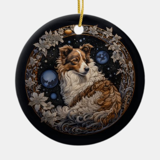 Christmas Fantasy Sheltie Keramisch Ornament (Voorkant)