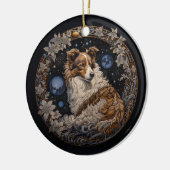 Christmas Fantasy Sheltie Keramisch Ornament (Links)
