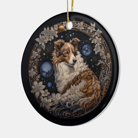 Christmas Fantasy Sheltie Keramisch Ornament (Links)