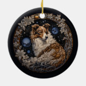 Christmas Fantasy Sheltie Keramisch Ornament (Achterkant)
