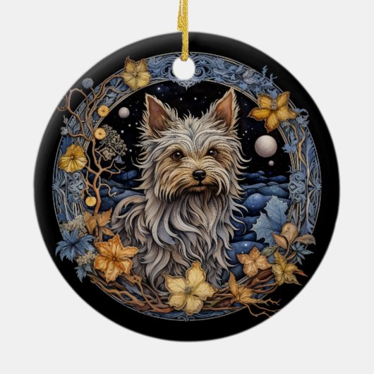Christmas Fantasy Yorkie Keramisch Ornament (Achterkant)