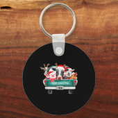 Christmas Farm Animals Truck Santa Hat Family Paja Sleutelhanger (Voorkant)