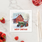 Christmas Farm Tractor and Red Barn Servet (Insitu)