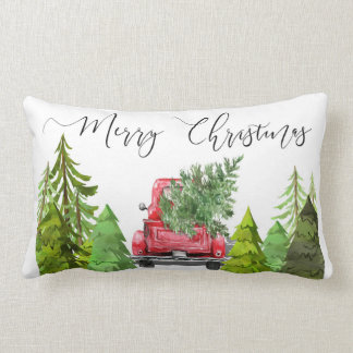 CHRISTMAS FARMHOUSE RED TRUCK ACCENT PILLOW KUSSEN