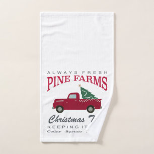 CHRISTMAS FARMHOUSE RED TRUCK HANDDOEK